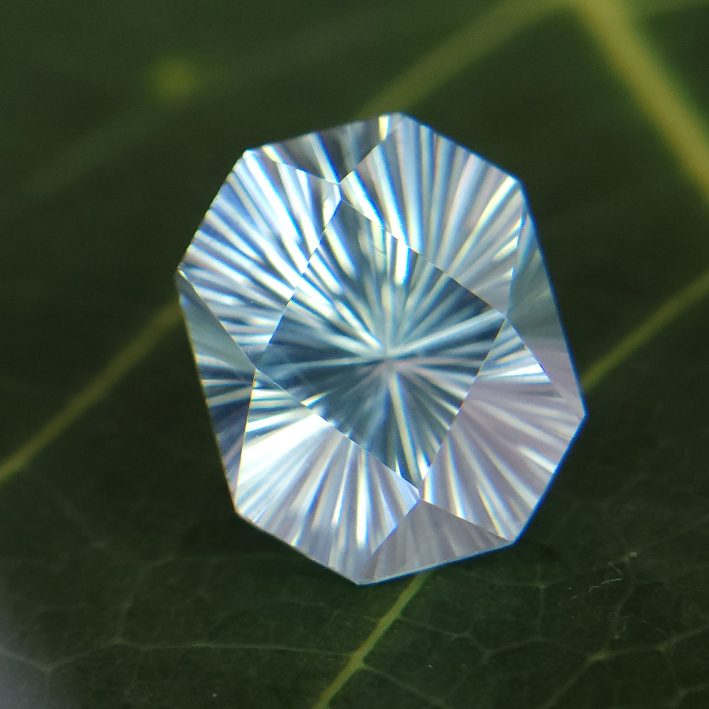 Sunburst Cut Aquamarine Gemstone: 3 Carat Icy Light Blue, 10mm