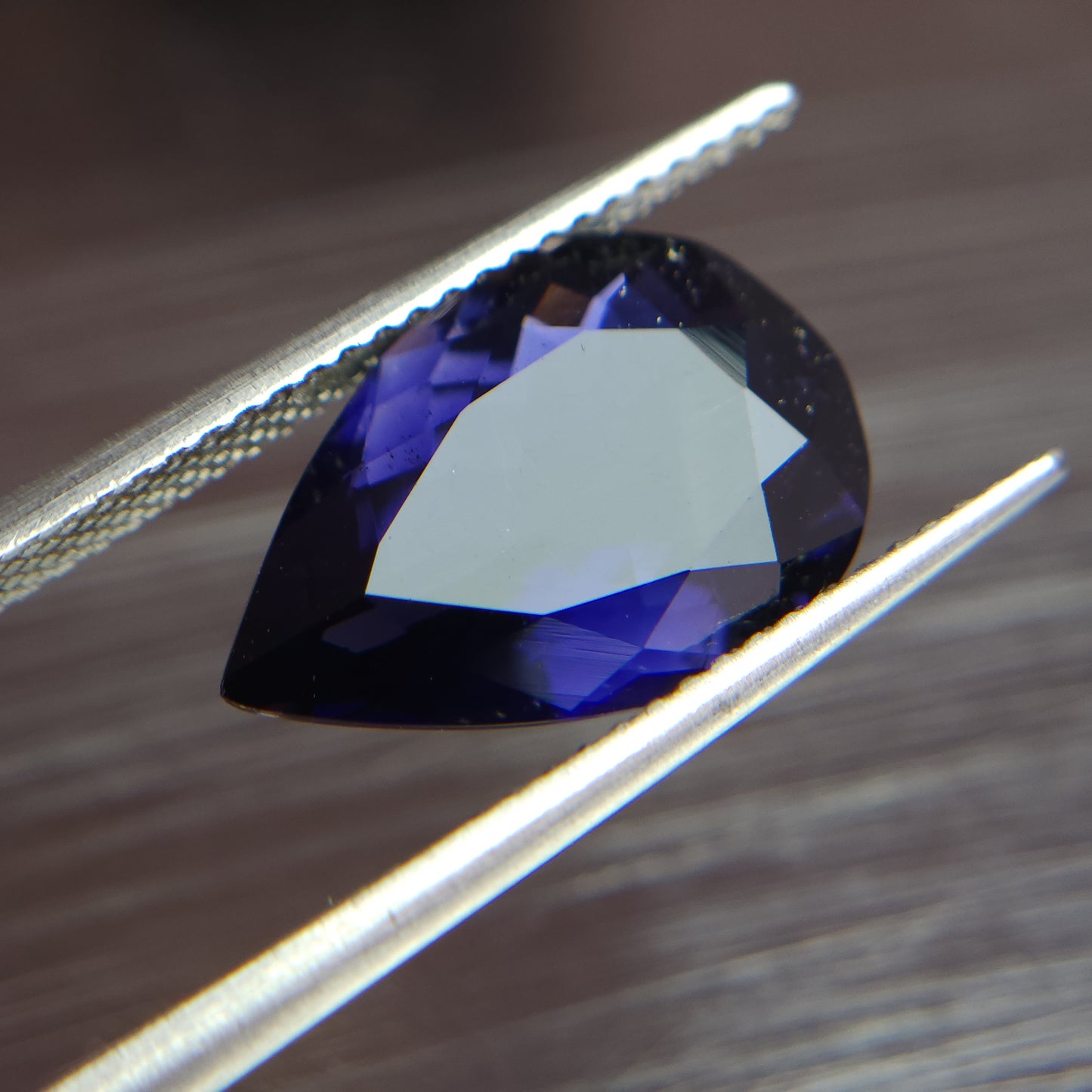 Natural 15 mm iolite sunstone, 4.12 carat blue iolite Sunstone pear for ring.