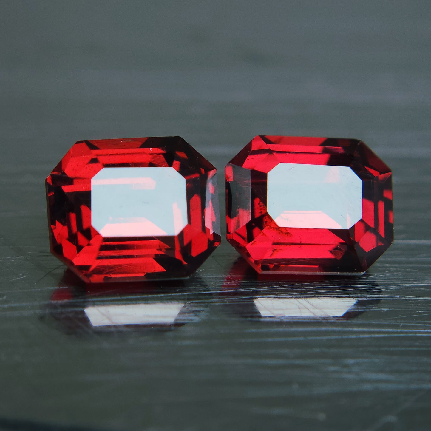 Mozambique Garnet Emerald cut Pair | Premium Quality Garnet For Jewellery | 8x6.8 MM | 5 Carat Pair.