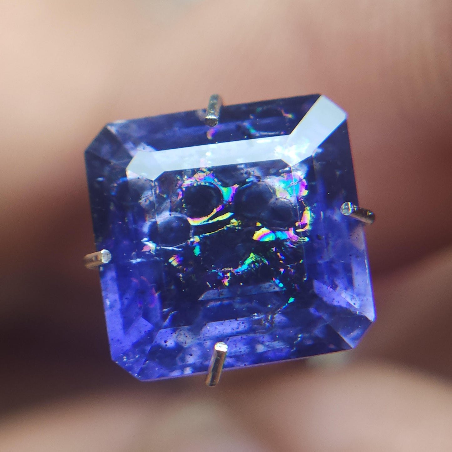 Natural Iridescent Effect Rainbow Iolite, Bloodshot Iolite, Aventurescent Iolite, 9 mm Rainbow Iolite Octagon, 3 Carat Iolite.
