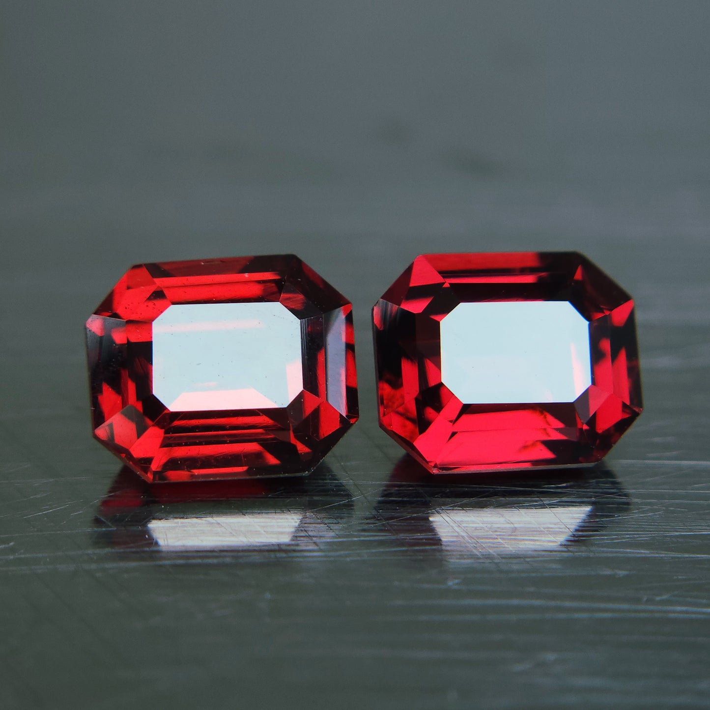Mozambique Garnet Emerald cut Pair | Premium Quality Garnet For Jewellery | 8x6.8 MM | 5 Carat Pair.