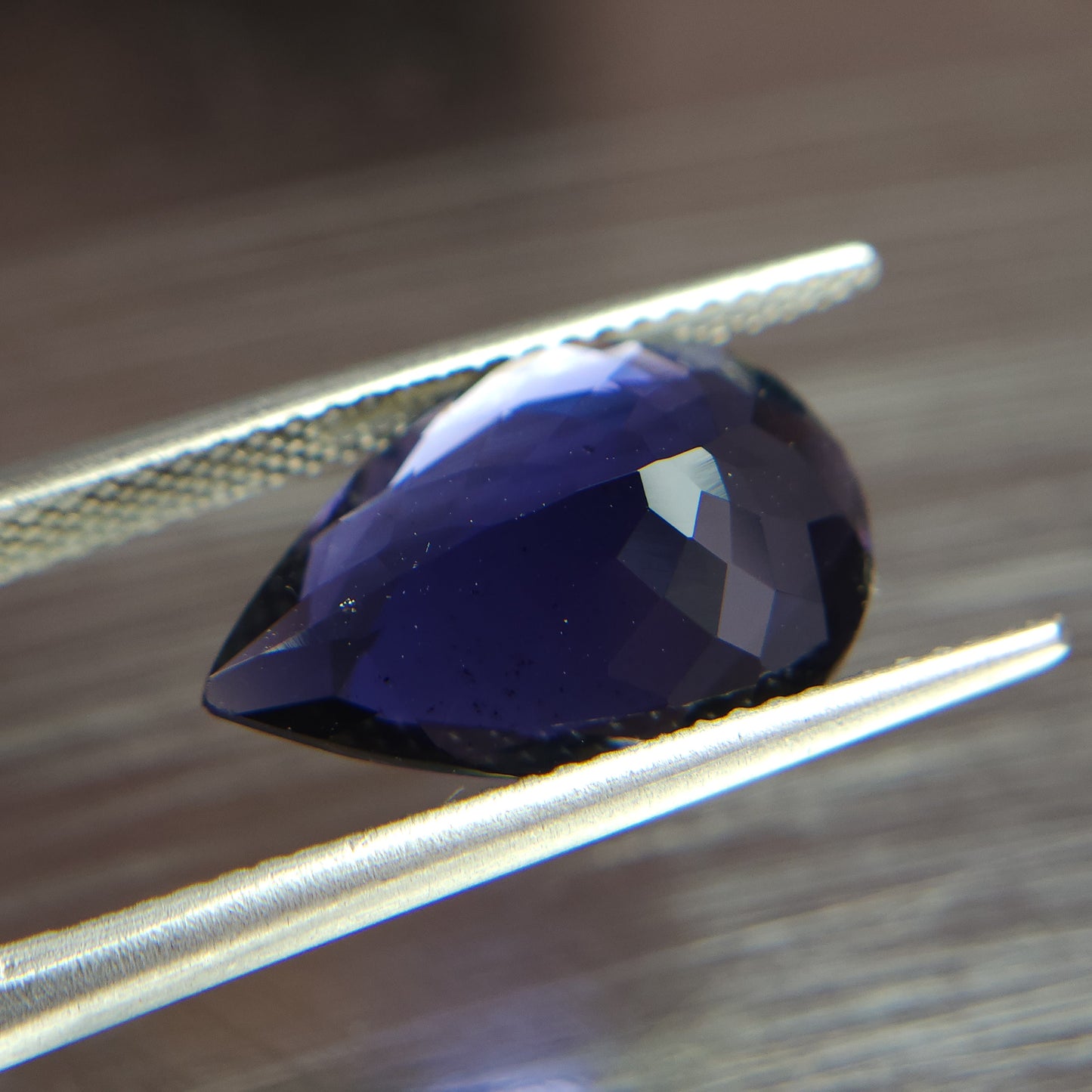 Natural 15 mm iolite sunstone, 4.12 carat blue iolite Sunstone pear for ring.