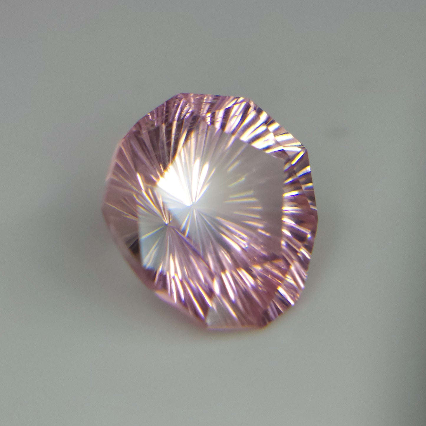 Natural Baby Pink Tourmaline 1.25Ct, Sunburst Cut Sheild Shape 8mm.