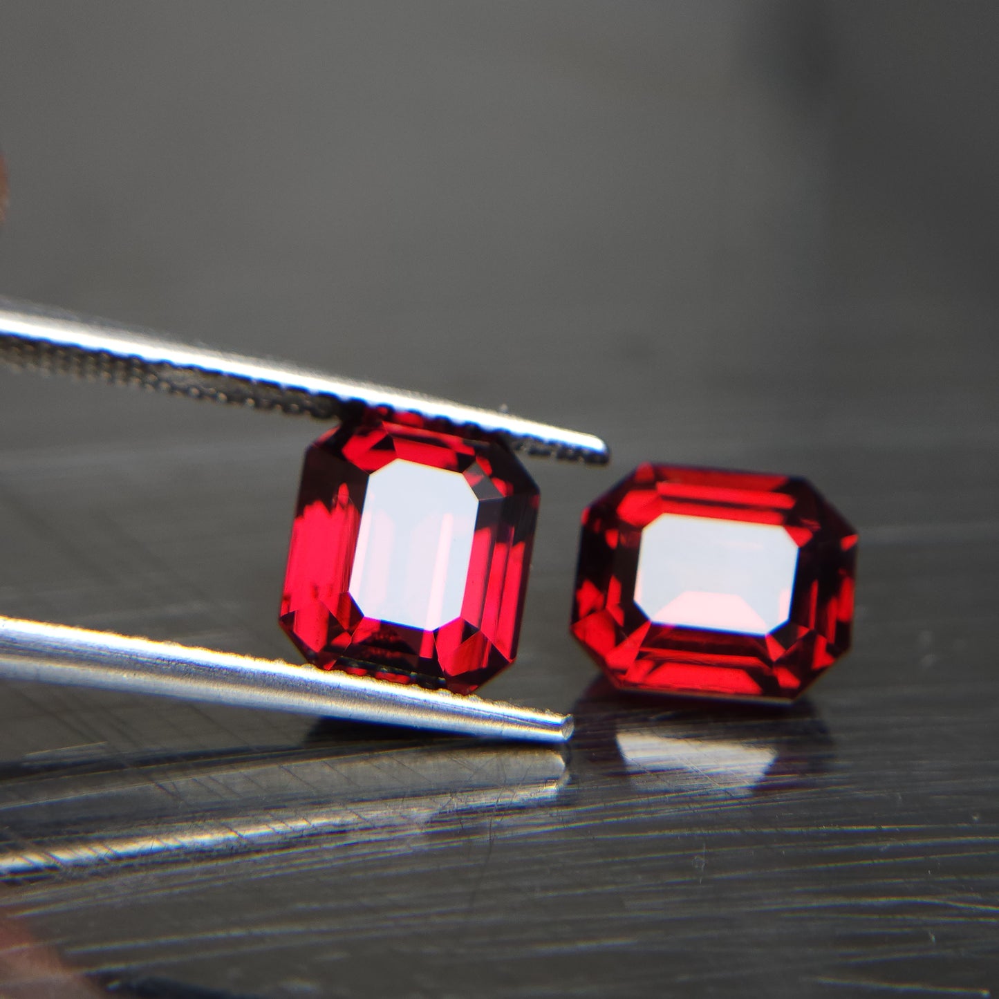 Mozambique Garnet Emerald cut Pair | Premium Quality Garnet For Jewellery | 8x6.8 MM | 5 Carat Pair.