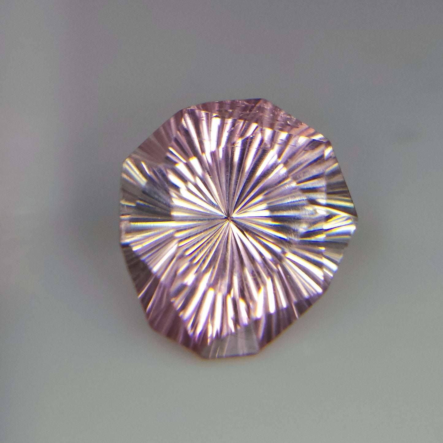 Natural Baby Pink Tourmaline 1.25Ct, Sunburst Cut Sheild Shape 8mm.