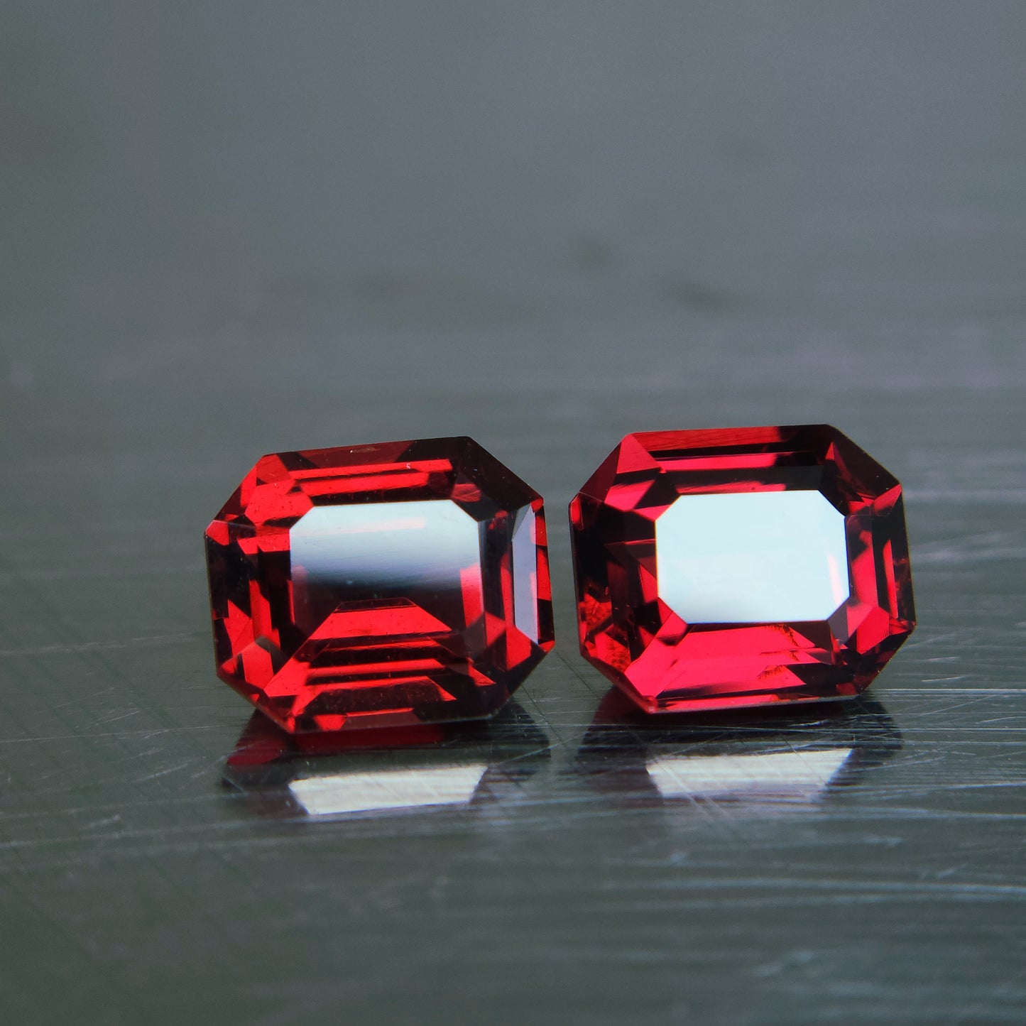 Mozambique Garnet Emerald cut Pair | Premium Quality Garnet For Jewellery | 8x6.8 MM | 5 Carat Pair.