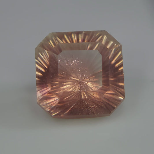 Natural Oregon Sunstone 7mm, 1.45ct Peach Orange Sunstone Octagon, Sunburst Cut Gemstone, Rare Sunstone for Jewelry Making.