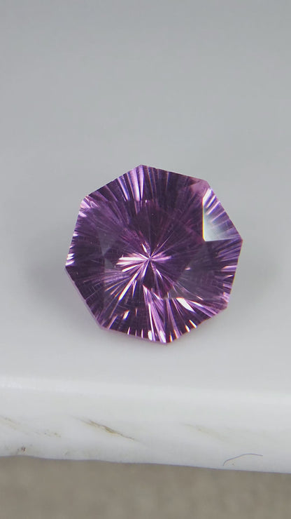 Bubblegum Pink Rhodolite Garnet Sunburst Laser Cut- 6.5mm Fancy Octagon, 1ct Natural African Gemstone for Custom Jewelr