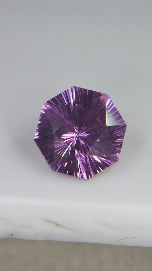 Bubblegum Pink Rhodolite Garnet Sunburst Laser Cut- 6.5mm Fancy Octagon, 1ct Natural African Gemstone for Custom Jewelr