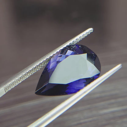 Natural 15 mm iolite sunstone, 4.12 carat blue iolite Sunstone pear for ring.