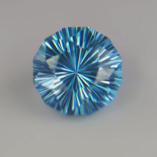 Natural swiss blue topaz, 6.5 mm swiss blue topaz round, sunburst cut swiss blue topaz, 1. 35 carat swiss blue topaz for jewellery.