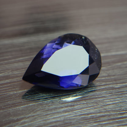 Natural 15 mm iolite sunstone, 4.12 carat blue iolite Sunstone pear for ring.