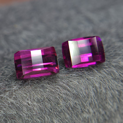 Natural 6.5 mm pink rhodolite garnet, 2.25 carat pixel cut rhodolite garnet pair.