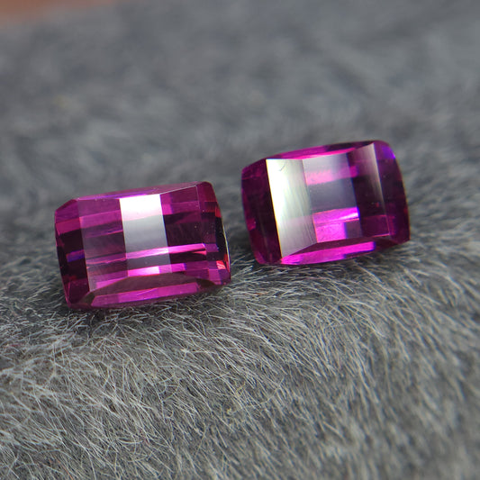 Natural 6.5 mm pink rhodolite garnet, 2.25 carat pixel cut rhodolite garnet pair.