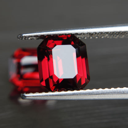 Mozambique Garnet Emerald cut Pair | Premium Quality Garnet For Jewellery | 8x6.8 MM | 5 Carat Pair.