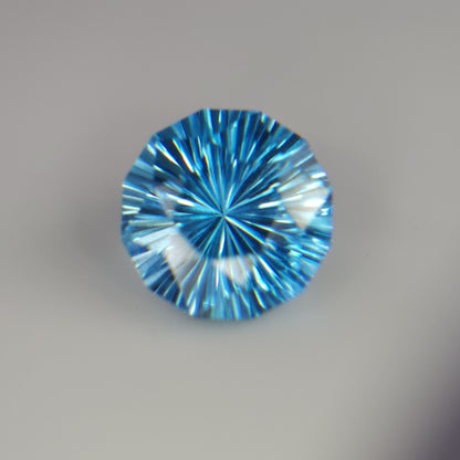 Natural swiss blue topaz, 6.5 mm swiss blue topaz round, sunburst cut swiss blue topaz, 1. 35 carat swiss blue topaz for jewellery.