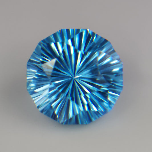Natural swiss blue topaz, 6.5 mm swiss blue topaz round, sunburst cut swiss blue topaz, 1. 35 carat swiss blue topaz for jewellery.