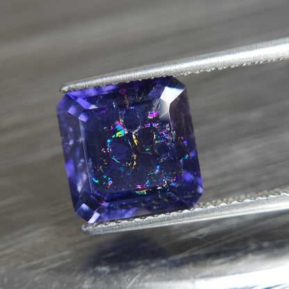 Natural Iridescent Effect Rainbow Iolite, Bloodshot Iolite, Aventurescent Iolite, 9 mm Rainbow Iolite Octagon, 3 Carat Iolite.